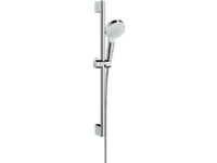 HANSGrohe Crometta Vario brusesæt i hvid/krom med 650 mm brusestang, Ø100 mm håndbruser med 2 strålefunktioner samt bruseslange på 1,6 meter