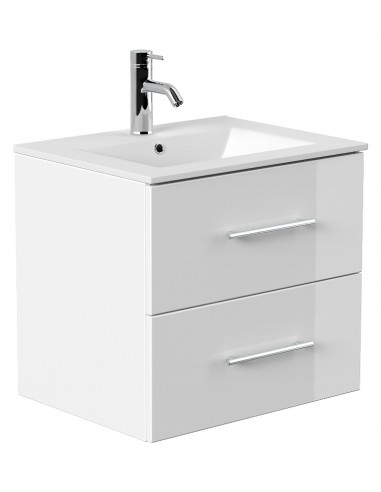Homeline komplet badmiljø i mdf og mineralsten H54 x B60 cm - Hvid højglans