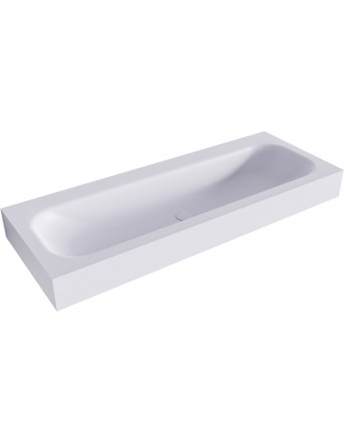 BIG LARGE væghængt håndvask 120 x 46 cm Solid surface - Svag grå