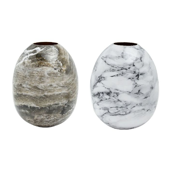 Vase DKD Home Decor Metal Brun Hvid Marmor Moderne (13 x 13 x 16 cm) (2 enheder)