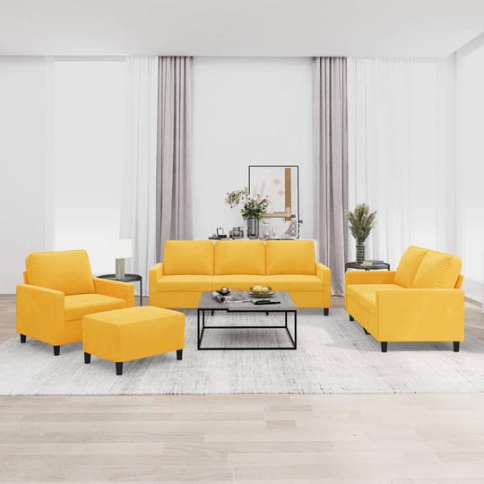 vidaXL sofasæt 4 dele med hynder velour gul