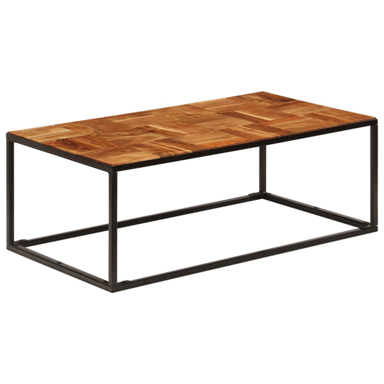 vidaXL sofabord massivt akacietræ og stål 110 x 60 x 40 cm