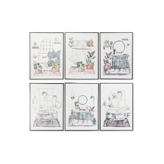 Maleri DKD Home Decor Toiletter (50 x 2,6 x 70 cm) (6 enheder)