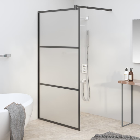 vidaXL brusevæg 115x195 cm matteret sikkerhedsglas sort