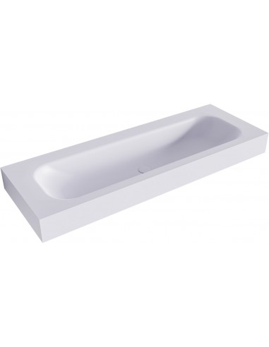 BIG LARGE væghængt håndvask 130 x 46 cm Solid surface - Svag grå
