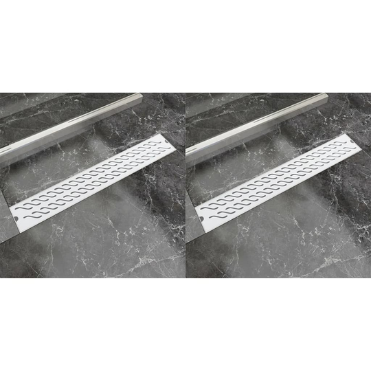 vidaXL lineære bruseafløb 2 stk. bølgedesign 730 x 140 mm rustfrit stål