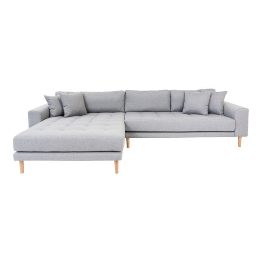 Sofa venstrevendt i lysegrå med fire puder HN1001 - 1301191