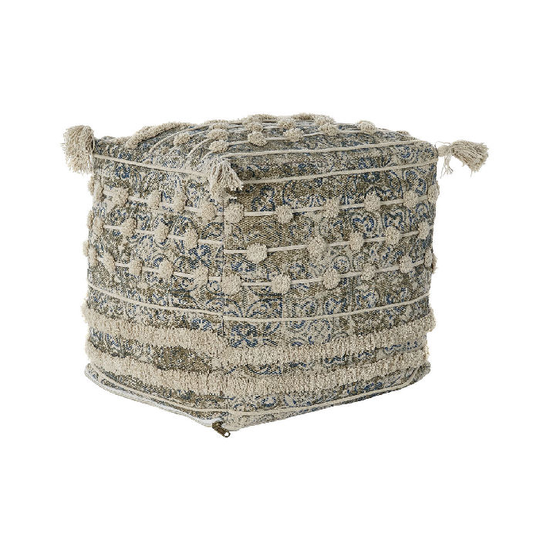 Pude DKD Home Decor Gulv Beige Blå Polyester Bomuld (50 x 50 x 50 cm)