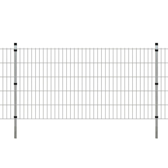 vidaXL 2D paneler og pæle til havehegn, 2.008x1.030 mm, 8 m, sølvgrå