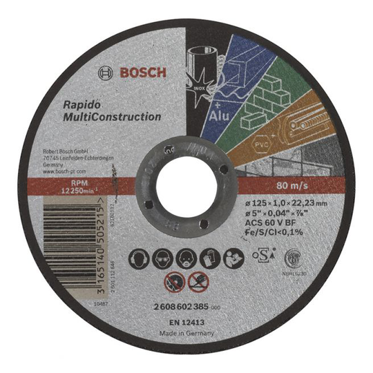 Bosch Skæreskive 125x1,0x22.23mm Multiconstruc - 2608602385