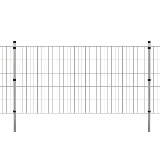 vidaXL 2D paneler og pæle til havehegn, 2.008x1.030 mm, 30 m, sølvgrå