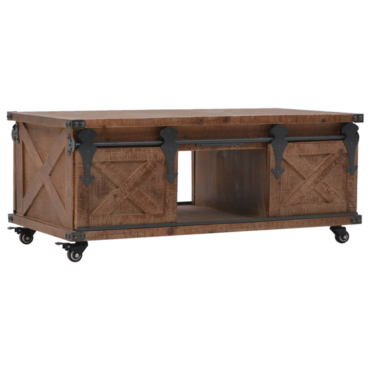vidaXL sofabord i massivt grantræ 91 x 51 x 38 cm brun