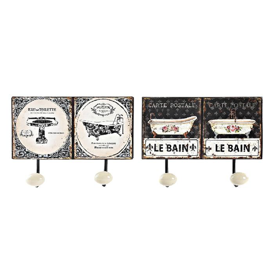 Knagerække til væggen DKD Home Decor Metal Traditionel Toiletter (24 x 6 x 12 cm) (2 enheder)