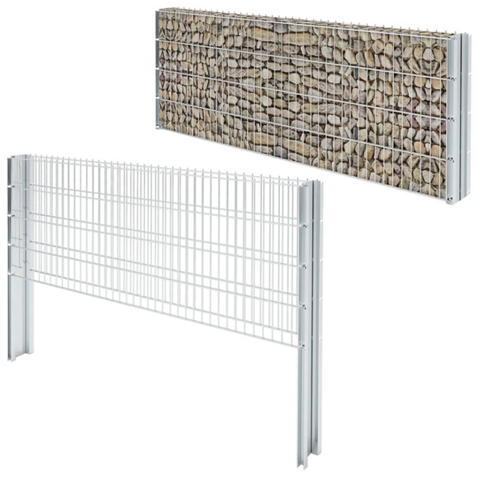vidaXL 2D gabionhegn galvaniseret stål 2,008x0,83 m 12 m sølvfarvet