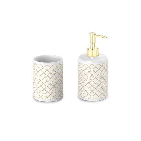 Conjunto de Banho DKD Home Decor Hvid ABS Dolomite Glam (8 x 7 x 17.5 cm) (8 x 7 x 11 cm) (2 pcs)