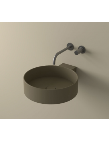 LR1M-M vægmonteret håndvask Ø39 cm solid surface - Gråbrun
