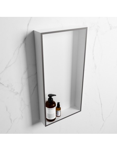 EASY hylde til badeværelset 59,5 x 29,5 cm Solid surface - Talkum/Mørkegrå