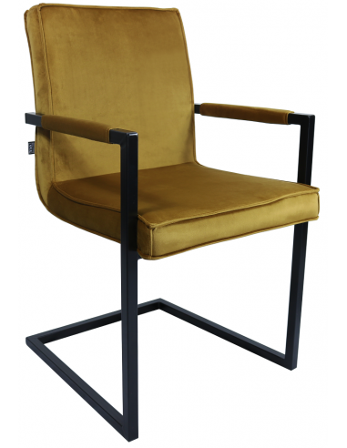 Jim spisebordsstol i metal og velour H90 cm - Sort/Gylden