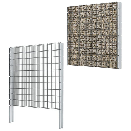 vidaXL 2D gabionhegn galvaniseret stål 2,008x2,03 m 20 m grå