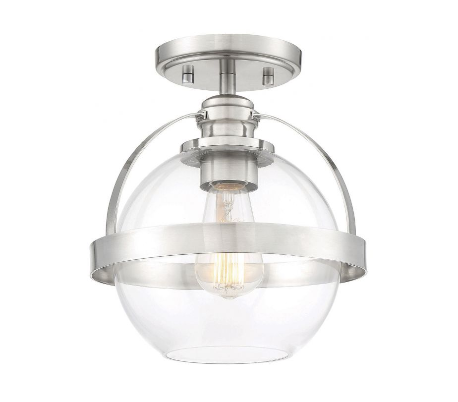 Pendleton 1 Plafond Ø24 cm - Satineret nikkel/Klar