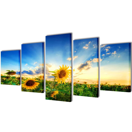 vidaXL kanvasbilledsæt solsikke 200 x 100 cm
