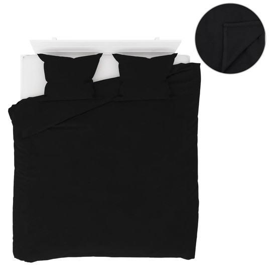 vidaXL sengesæt 5 dele 200 x 200/60 x 70 cm fleece sort