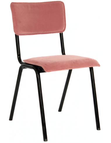 Cas spisebordsstol i metal og velour H82 cm - Sort/Rosa
