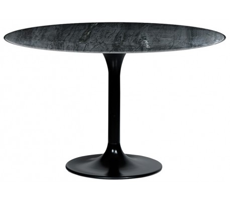 Rundt spisebord i marmor og metal H76 x B120 cm - Sort marmor/Sort