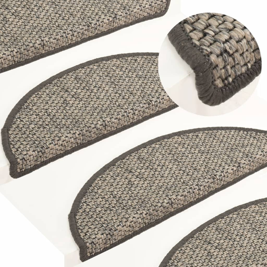 vidaXL selvklæbende trappemåtter 15 stk. 65x25 cm sisal-look antracit