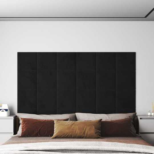 vidaXL vægpaneler 12 stk. 30x30 cm 1,08 m² fløjl sort