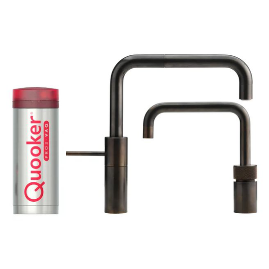 Quooker Nordic Square Twintaps sæt m. Pro3 VAQ 3 l. - bruneret messing