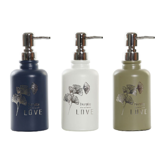 Sæbedispenser DKD Home Decor Love Sølvfarvet Sort Hvid Grøn ABS (10 x 7,5 x 20 cm) (4 enheder)