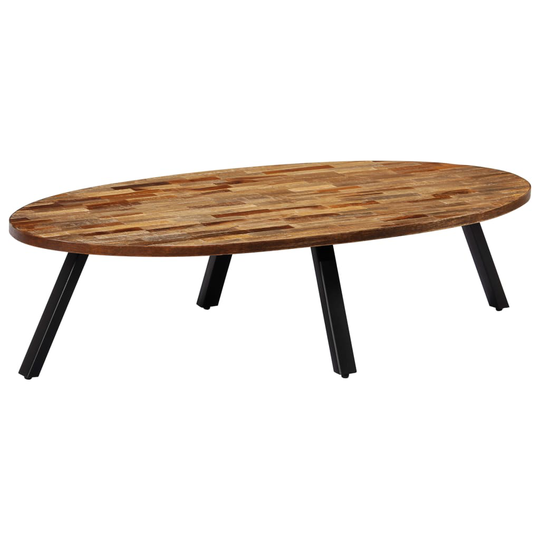 vidaXL sofabord massivt genanvendt teak oval 120 x 60 x 30 cm
