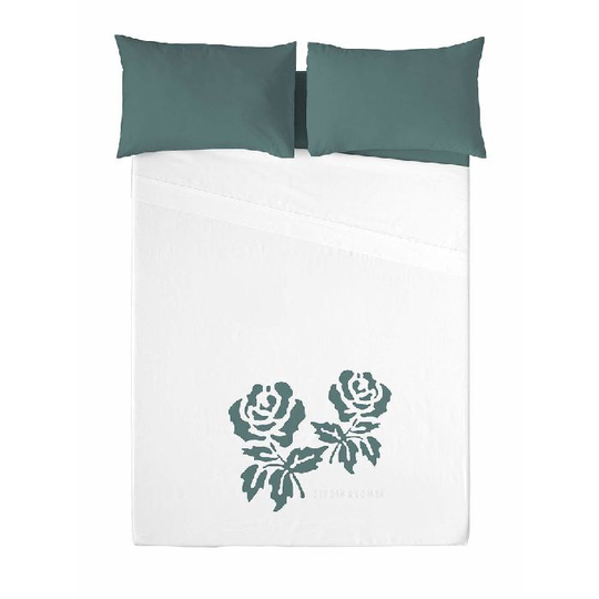 Sengetøj sæt Roses Devota & Lomba Roses Green UK king size seng (230 x 270 cm)
