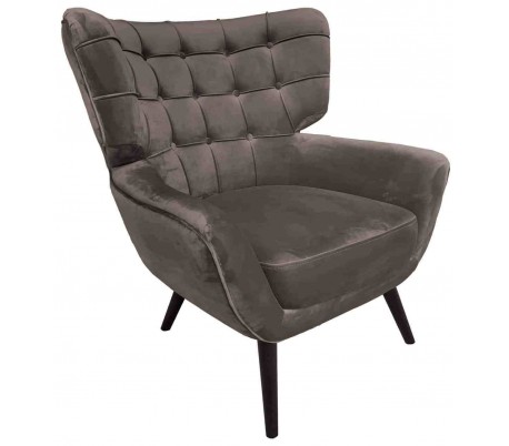 Emily lænestol i velour H94 cm - Sort/Stengrå
