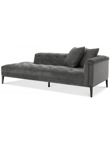 Cesare højrevendt daybed i velour 220 x 96 cm - Gunmetal/Granitgrå
