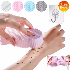 bad body shower svamp scrub med selvklæbende krog spa scrub exfoliator død hudfjerner til voksne børn elasticitet genanvendelig bruser børste hudrenser