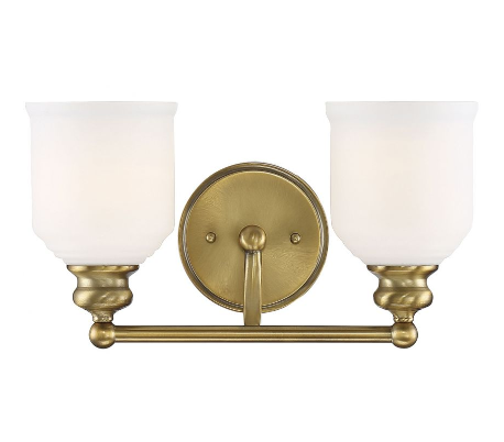 Melrose 2 Badeværelseslampe B37 cm - Varm messing/Opalhvid