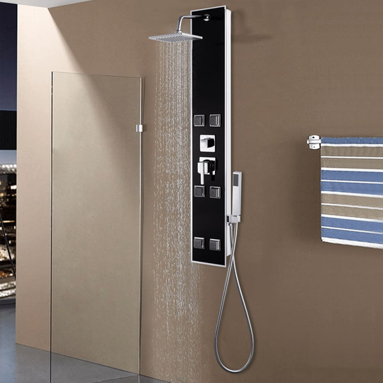 vidaXL bruserpanel glas 18 x 42,1 x 120 cm sort