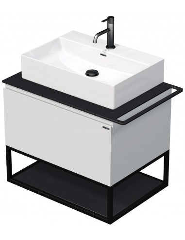 TARA Komplet badmiljø med 1 håndvask B78 cm Keramik, HPL og MDF - Sort/Mat hvid