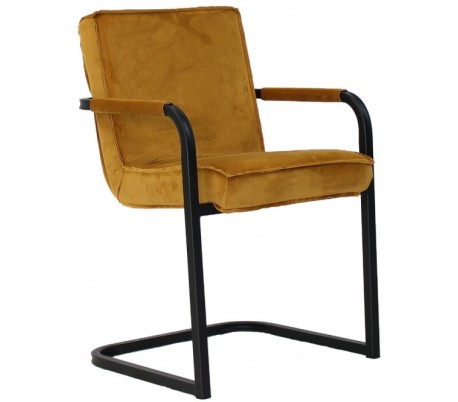 Chloe Spisebordsstol i velour H84 cm - Sort/Okker