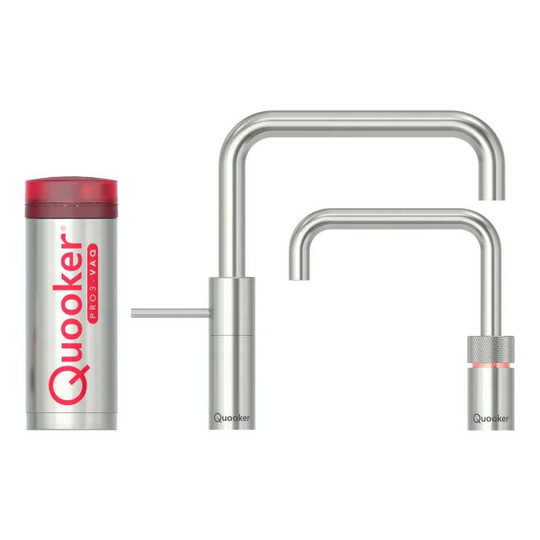 Quooker Nordic Square Twintaps sæt m. Pro3 VAQ B 3 l. - Rustfri Stål