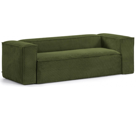 Blok 2-personers sofa i velour ripcurl B210 cm - Grøn