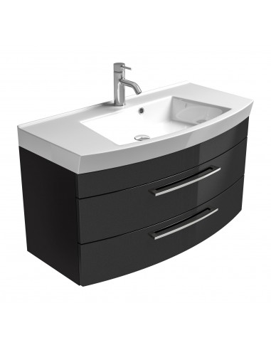 Komplet badmiljø i mdf og mineralsten H57 x B100,5 cm - Antracit højglans