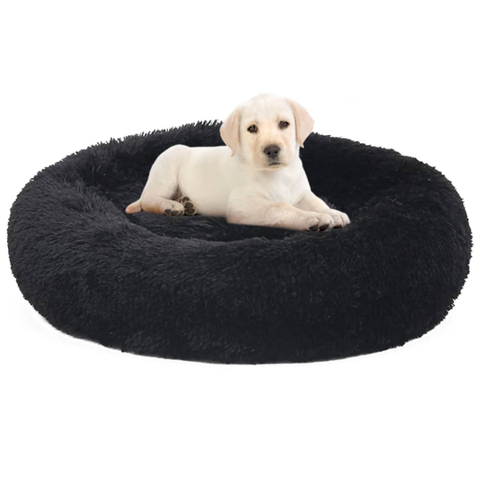 vidaXL vaskbar hunde- og kattepude 90x90x16 cm plys sort
