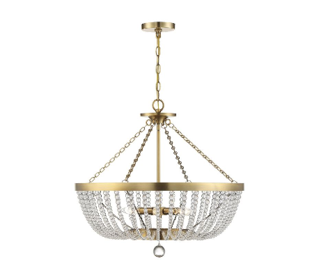 Bergamo 6 Lysekrone Ø66 cm - Varm messing/Klar krystal