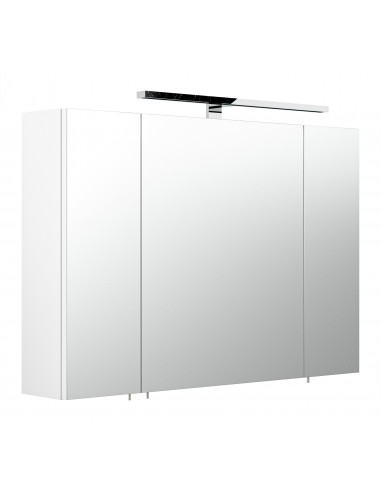 Spejlskab med 8W LED lampe i mdf og glas H62 x B90 cm - Hvid højglans