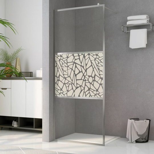 vidaXL brusevæg ESG-glas med stendesign 115x195 cm