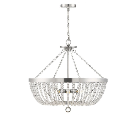 Bergamo 6 Lysekrone Ø66 cm - Antik nikkel/Klar krystal