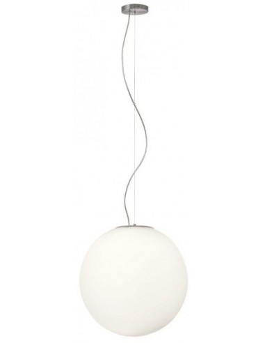 OLA Loftlampe i metal og glas Ø50 cm 3 x E27 - Satineret nikkel/Opalhvid